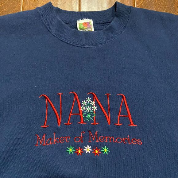 Fruit Of The Loom Vintage Crewneck Sweatshirt Nana Grandma Navy Blue Womens XXL - Picture 2 of 8